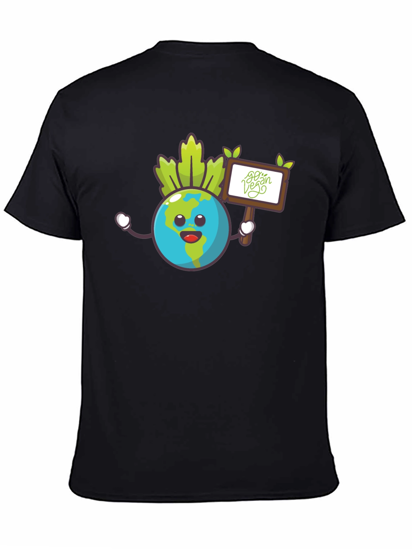 Earth Go Vegan Graphic Tee - Black Cotton Shirt