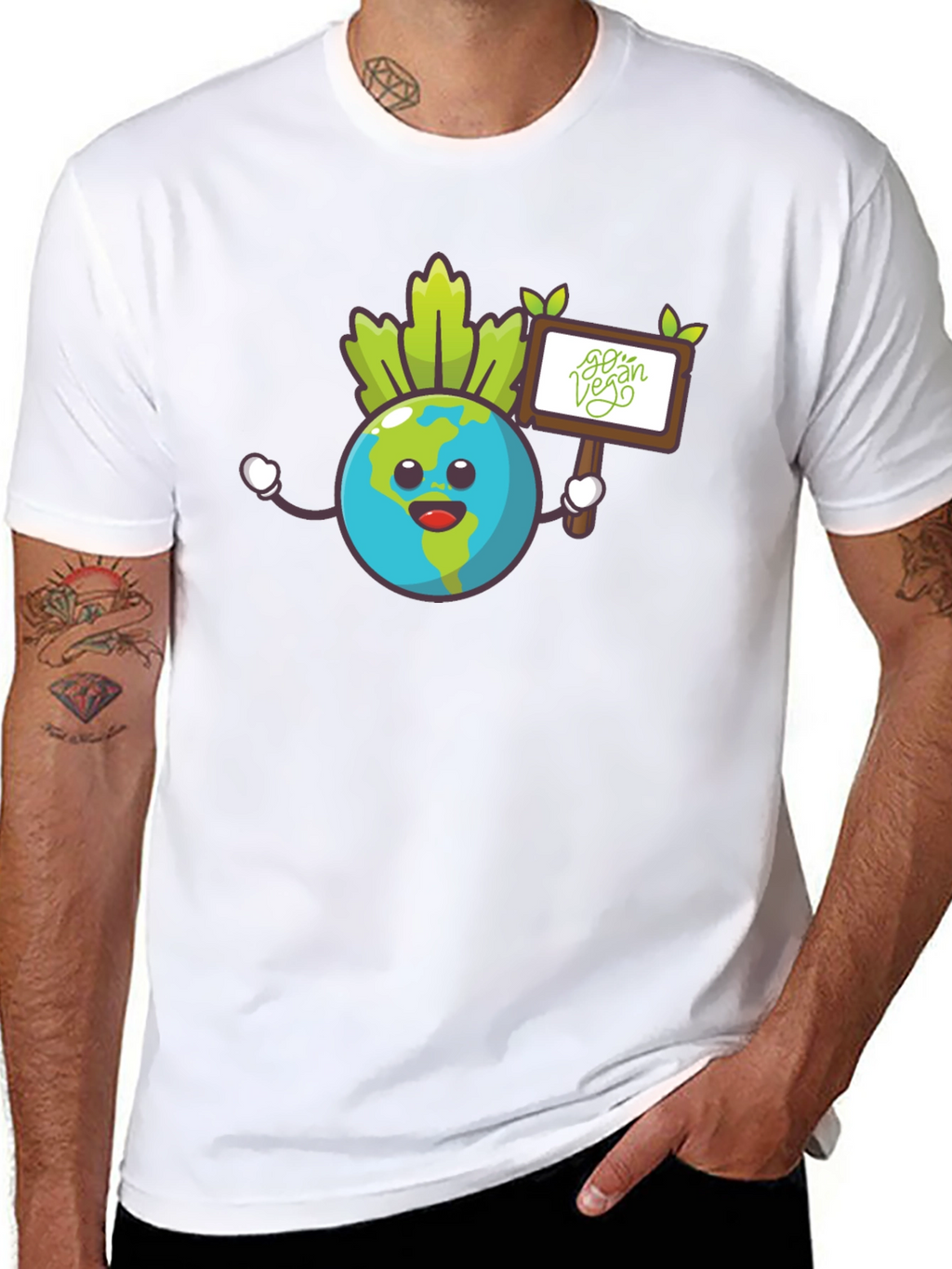 Earth Go Vegan Graphic Tee - Black Cotton Shirt