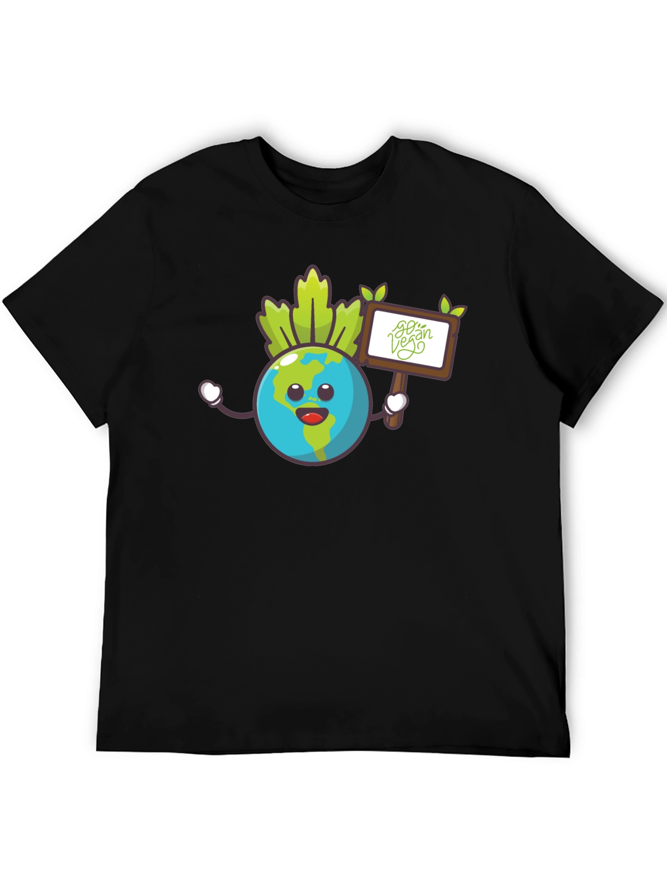 Earth Go Vegan Graphic Tee - Black Cotton Shirt