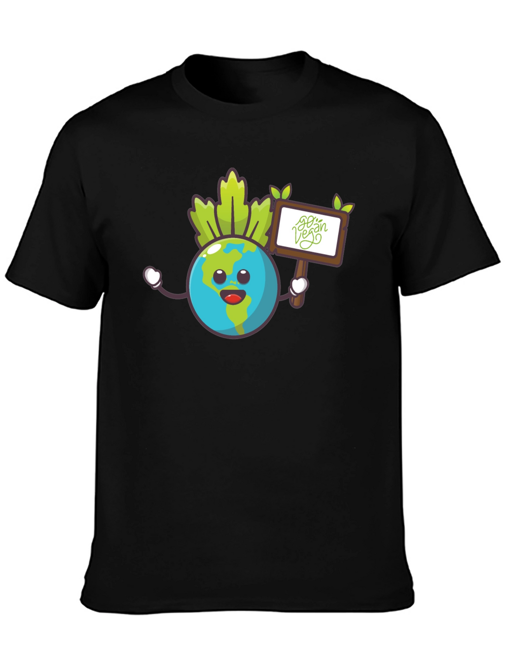 Earth Go Vegan Graphic Tee - Black Cotton Shirt