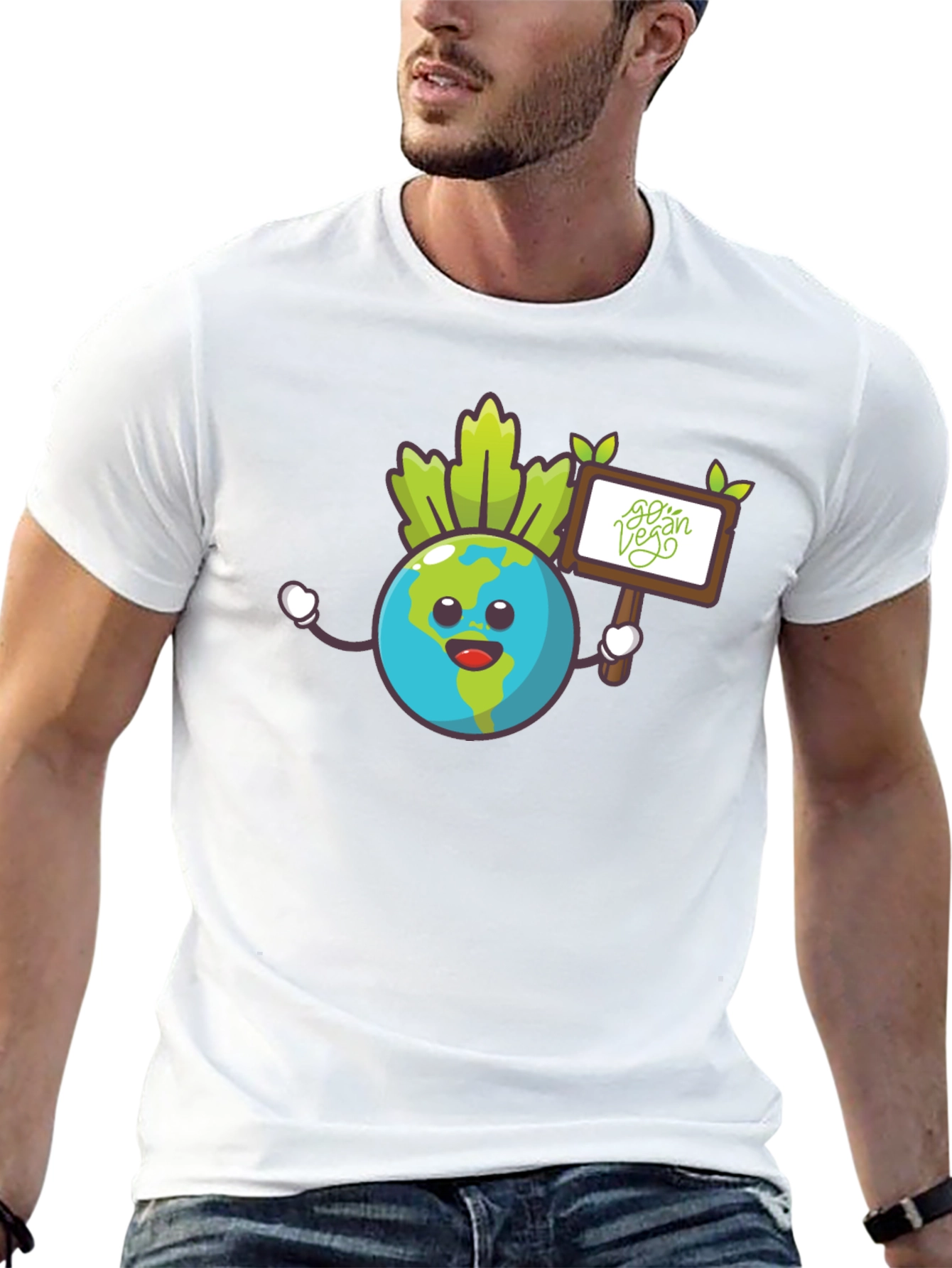 Earth Go Vegan Graphic Tee - Black Cotton Shirt