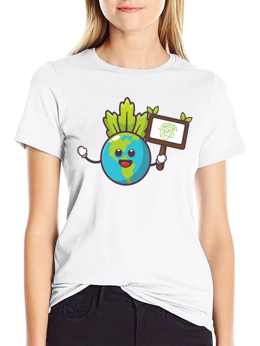 Earth Go Vegan Graphic Tee - Black Cotton Shirt