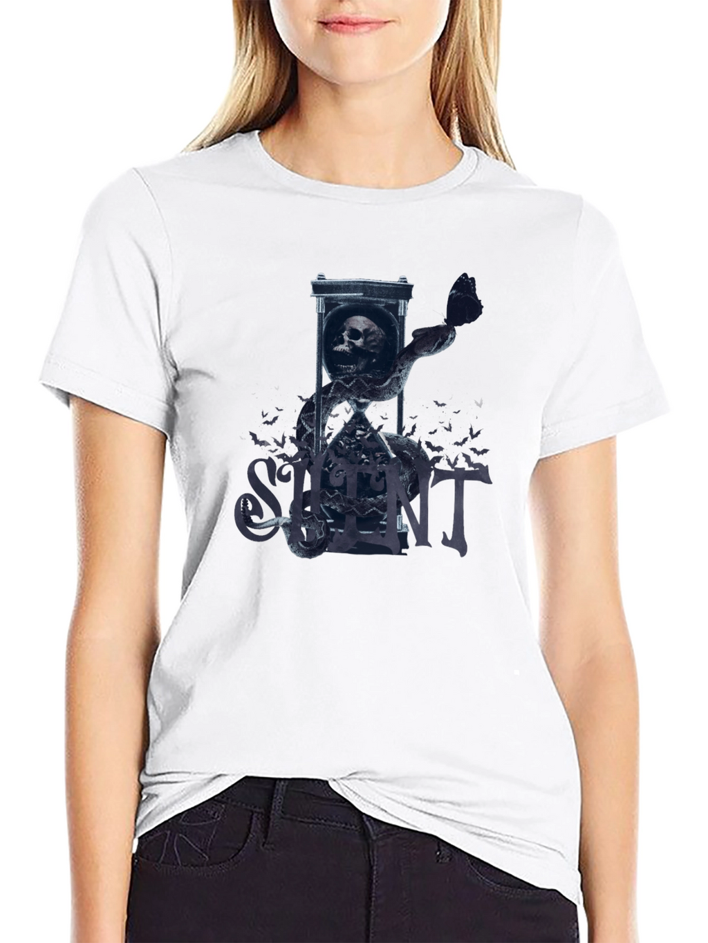 Silent Hourglass Skull T-Shirt - Gothic Tee