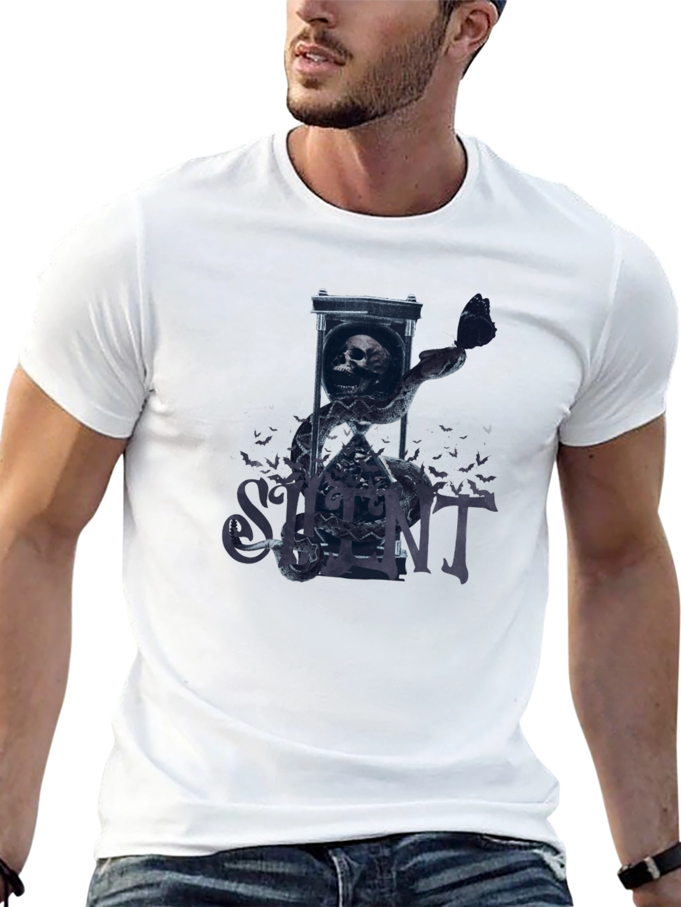Silent Hourglass Skull T-Shirt - Gothic Tee
