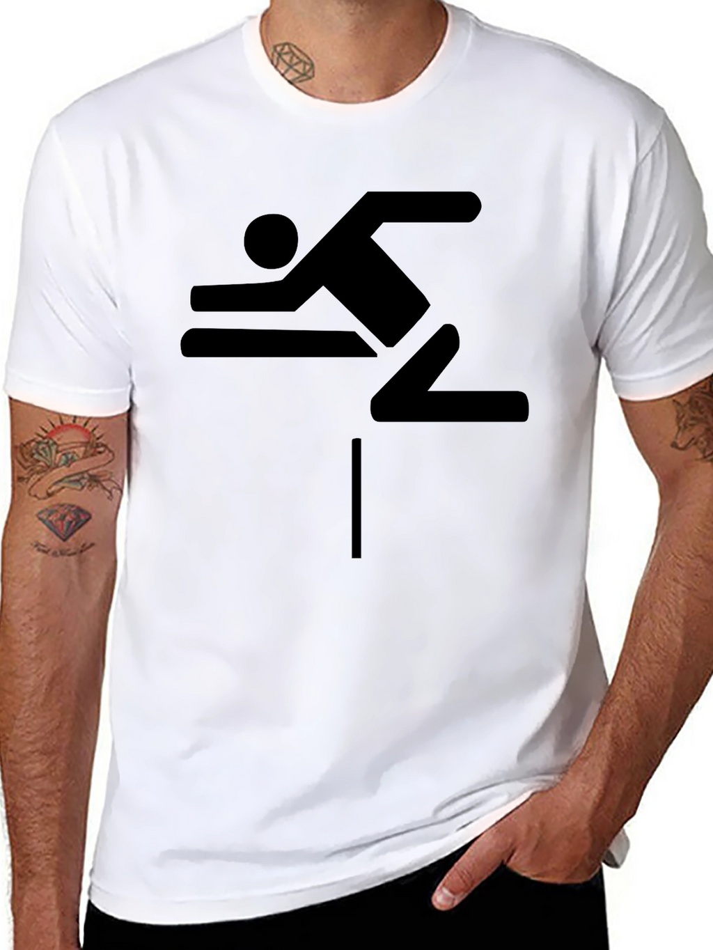 Hurdler Graphic T-Shirt - Black Sporty Design
