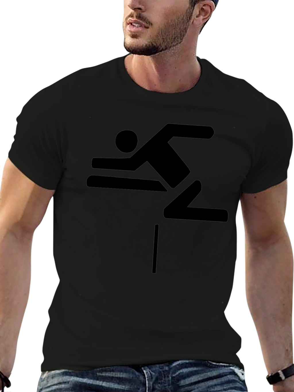Hurdler Graphic T-Shirt - Black Sporty Design