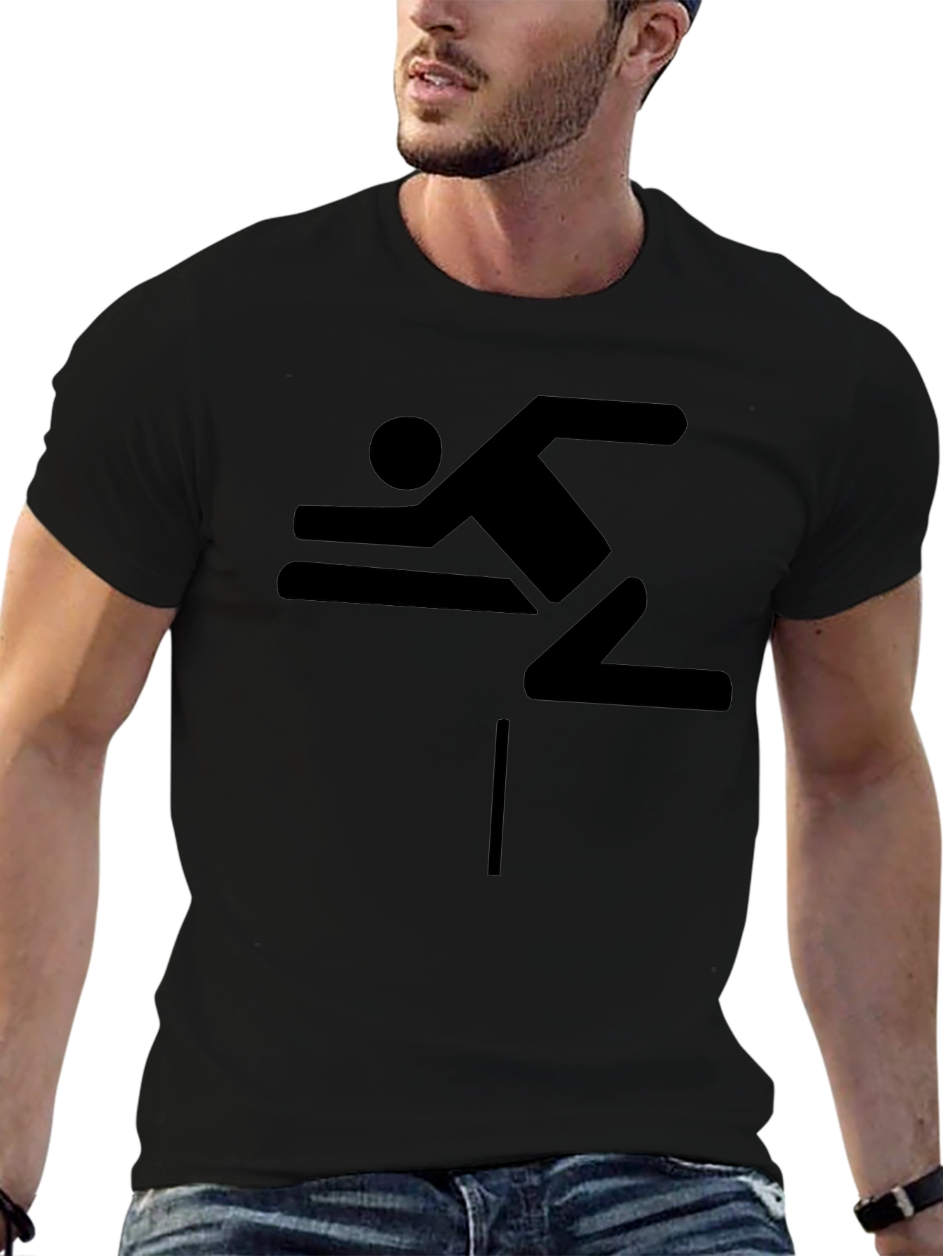 Hurdler Graphic T-Shirt - Black Sporty Design