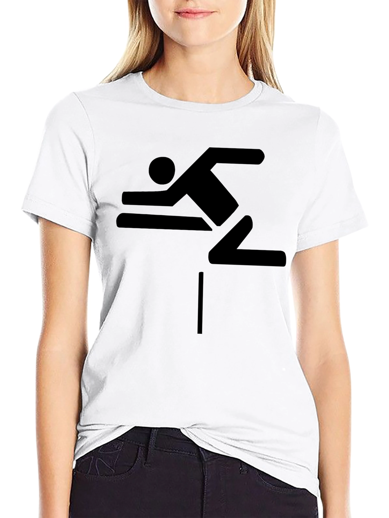 Hurdler Graphic T-Shirt - Black Sporty Design