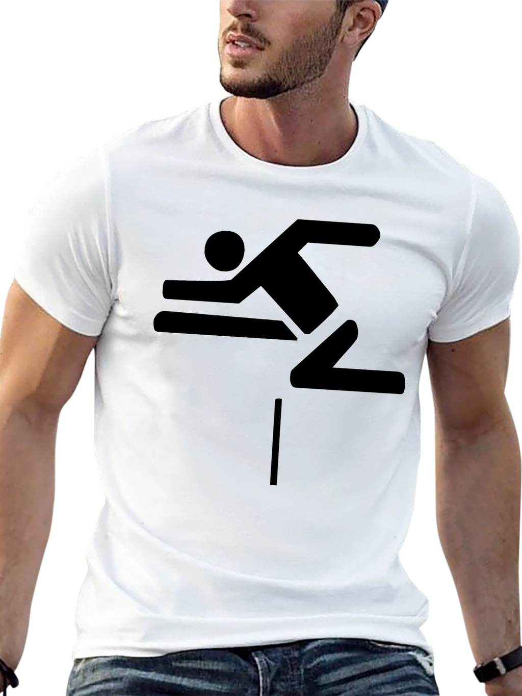 Hurdler Graphic T-Shirt - Black Sporty Design
