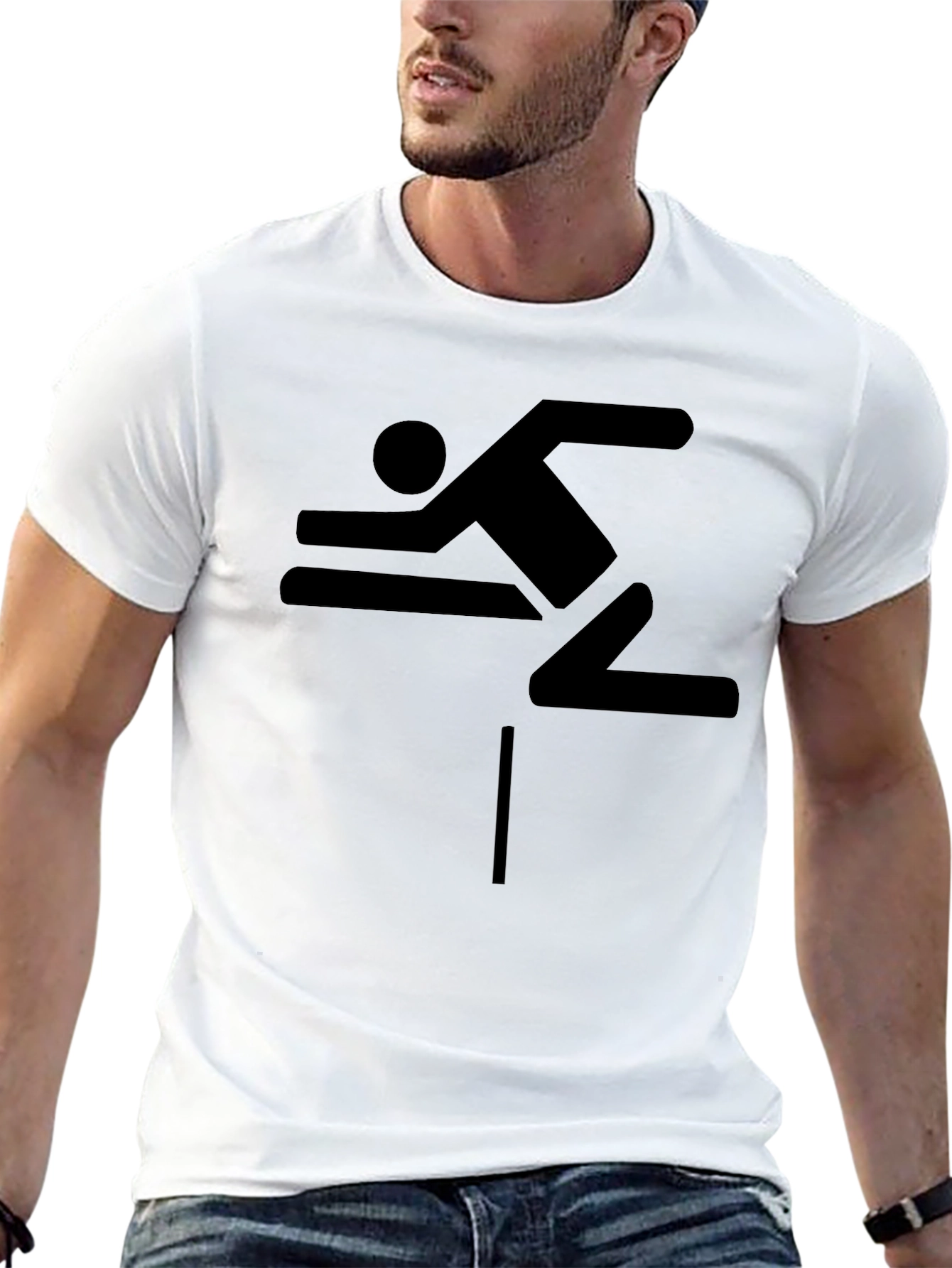 Hurdler Graphic T-Shirt - Black Sporty Design