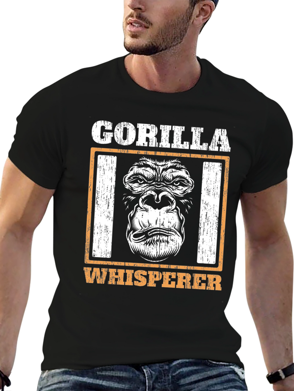 Gorilla Whisperer Graphic Tee - Black Cotton T-Shirt