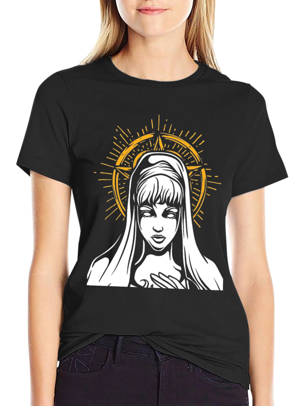 Virgin Mary Graphic Tee - Dark Aesthetic T-Shirt