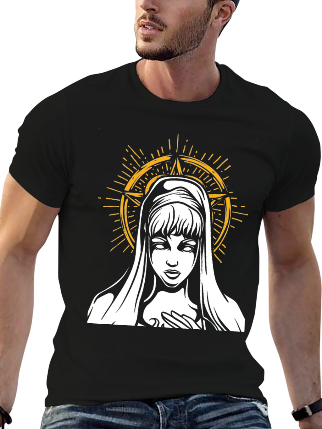 Virgin Mary Graphic Tee - Dark Aesthetic T-Shirt