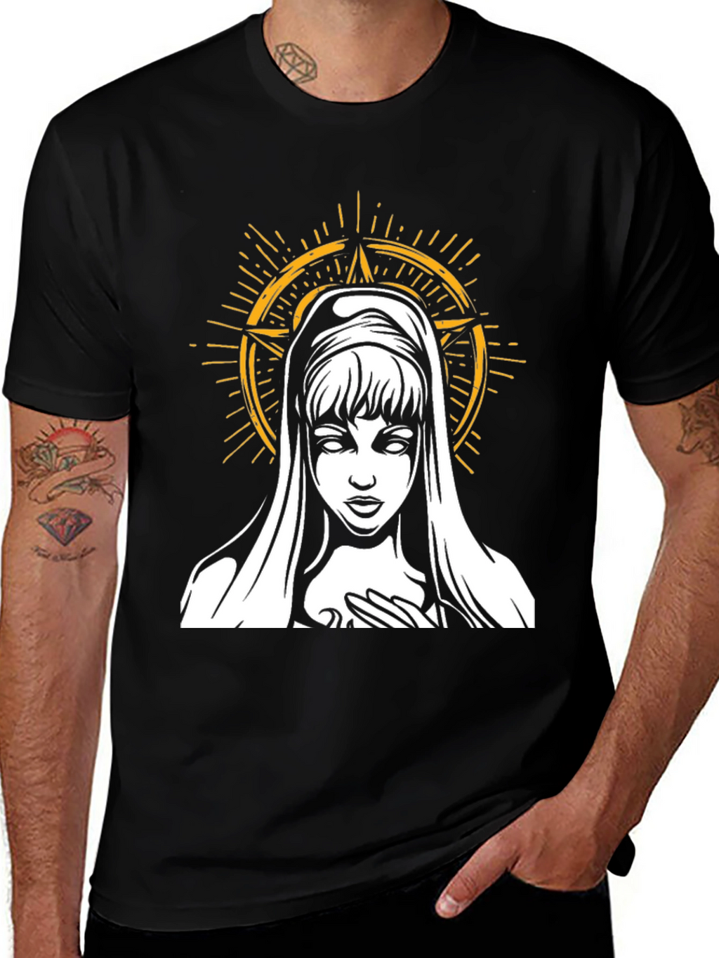 Virgin Mary Graphic Tee - Dark Aesthetic T-Shirt