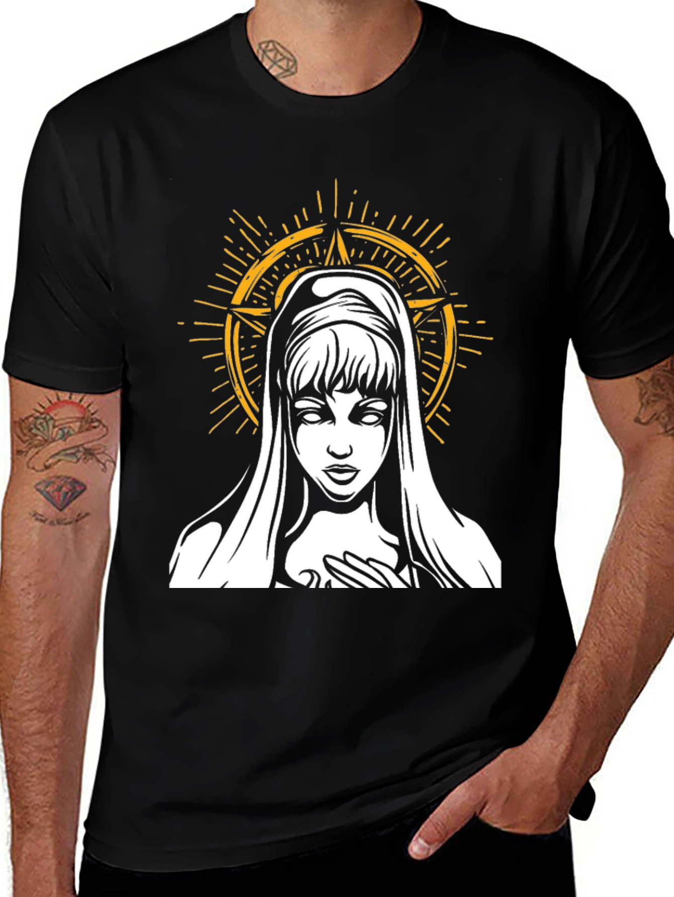Virgin Mary Graphic Tee - Dark Aesthetic T-Shirt
