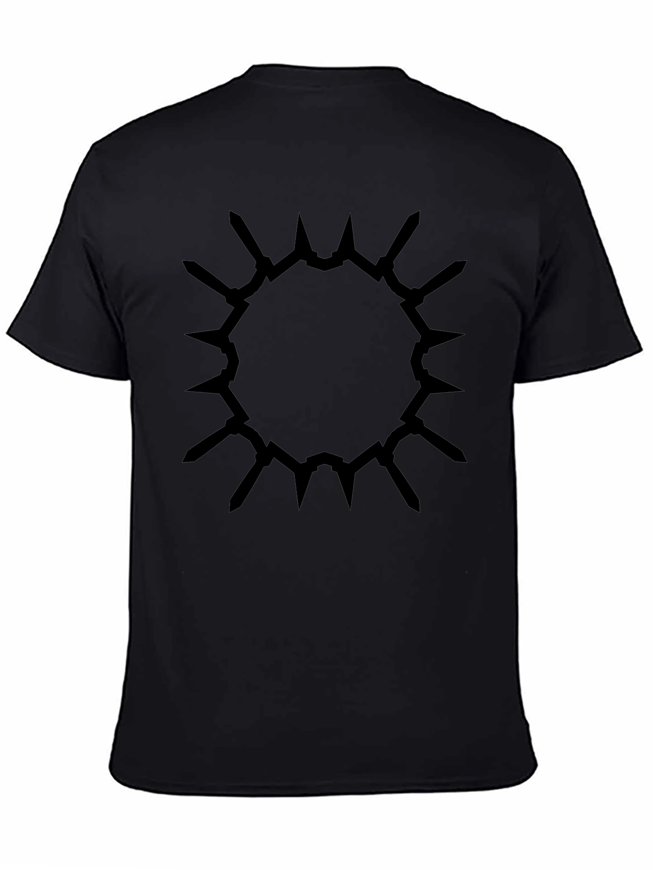 Edgy Circle Spike Design Black T-Shirt