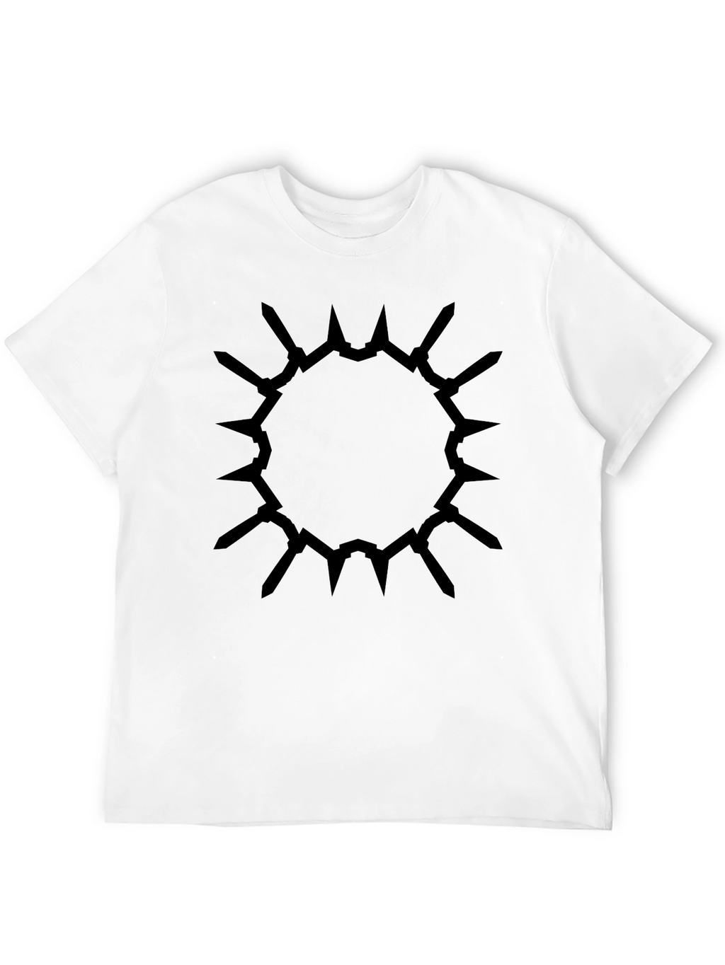 Edgy Circle Spike Design Black T-Shirt