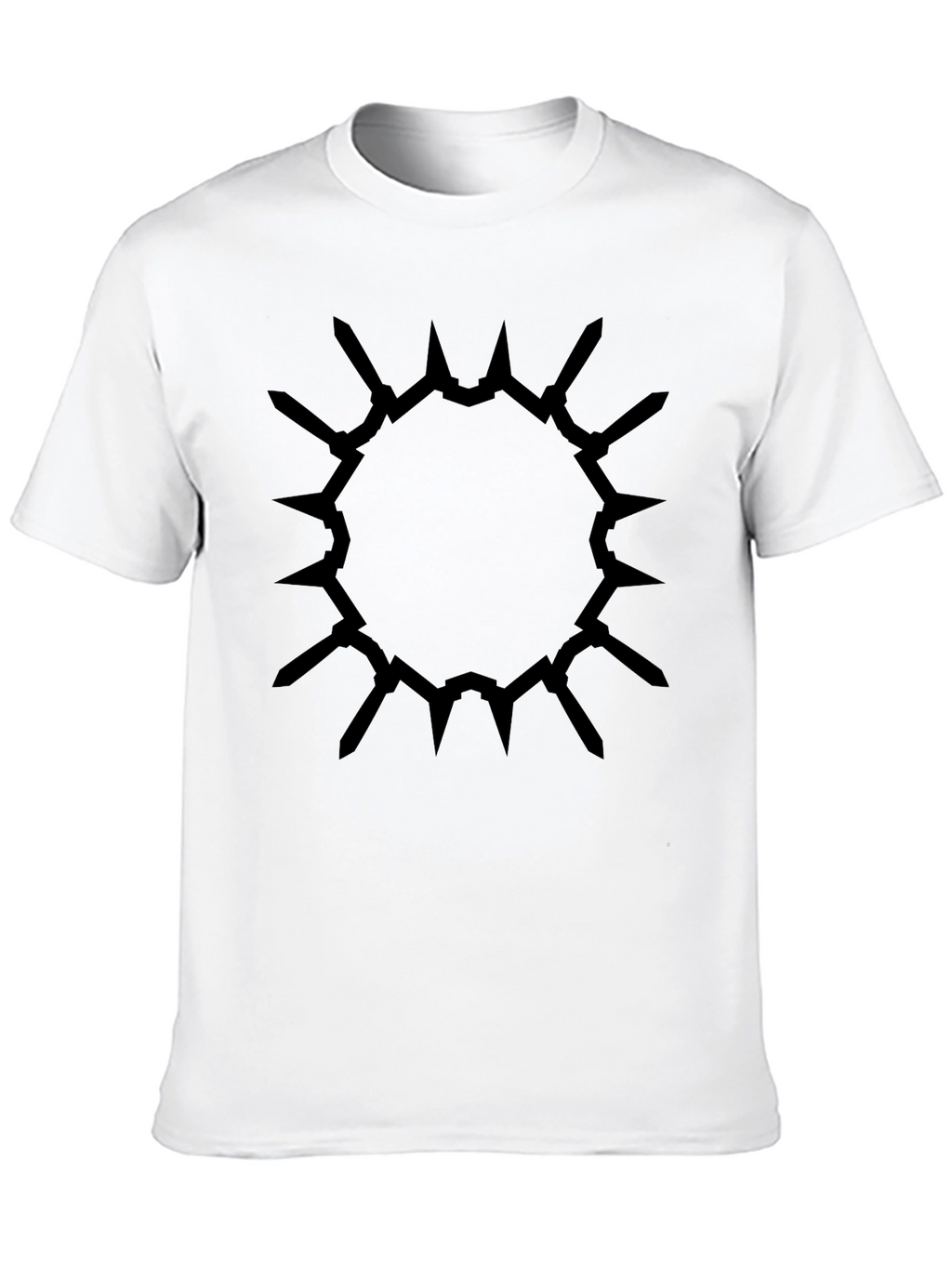 Edgy Circle Spike Design Black T-Shirt