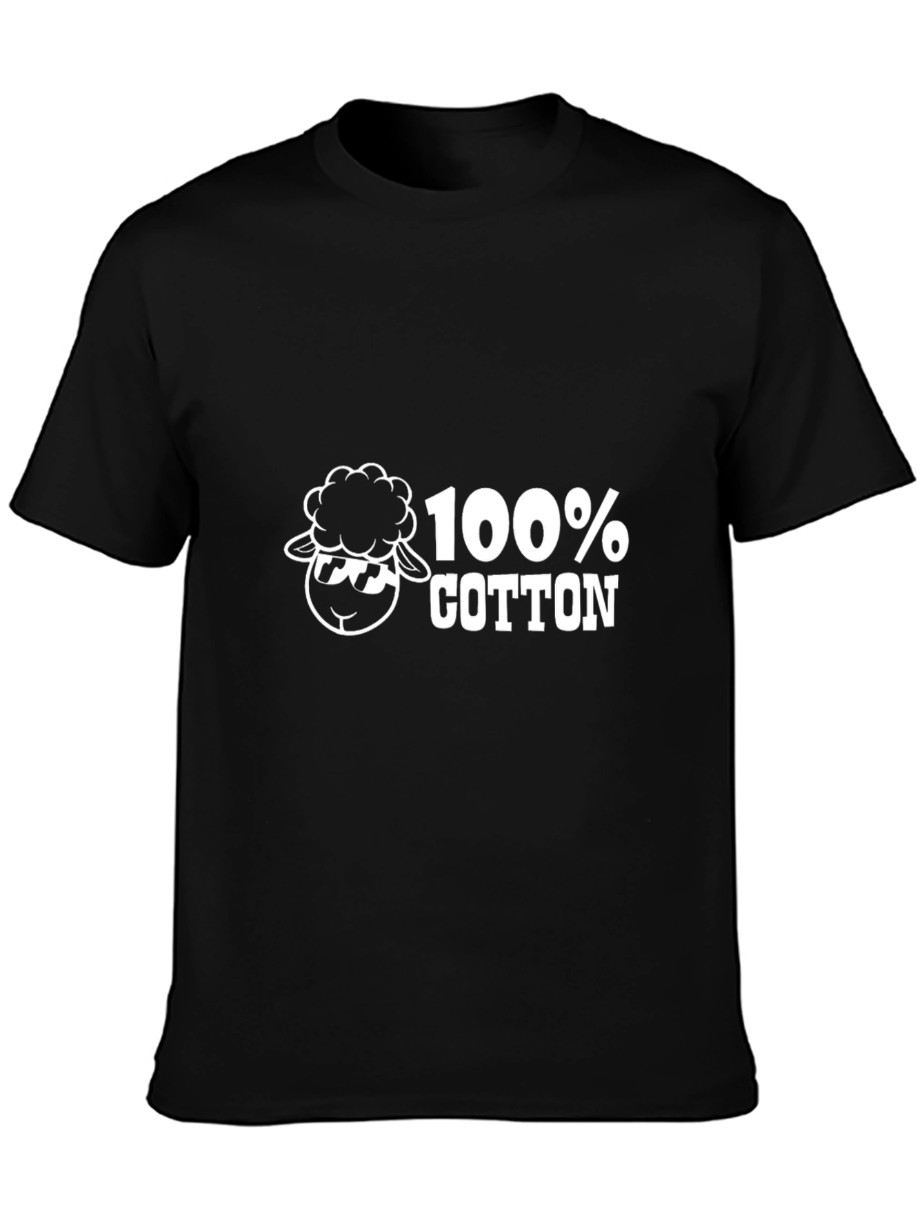 100% Cotton Sheep Graphic Black T-Shirt