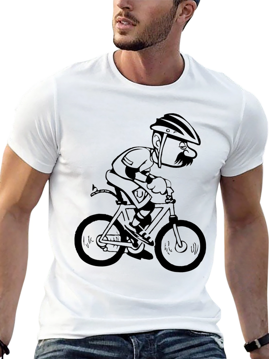 Cartoon Cyclist Graphic T-Shirt