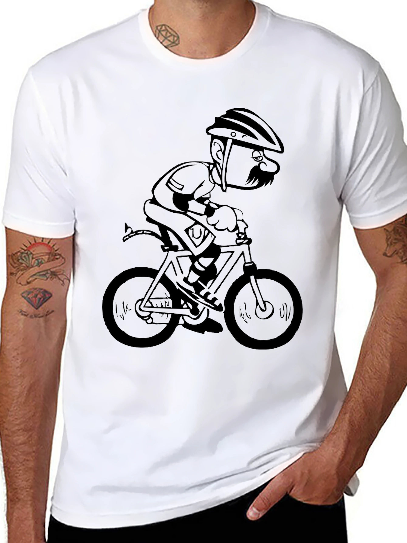 Cartoon Cyclist Graphic T-Shirt