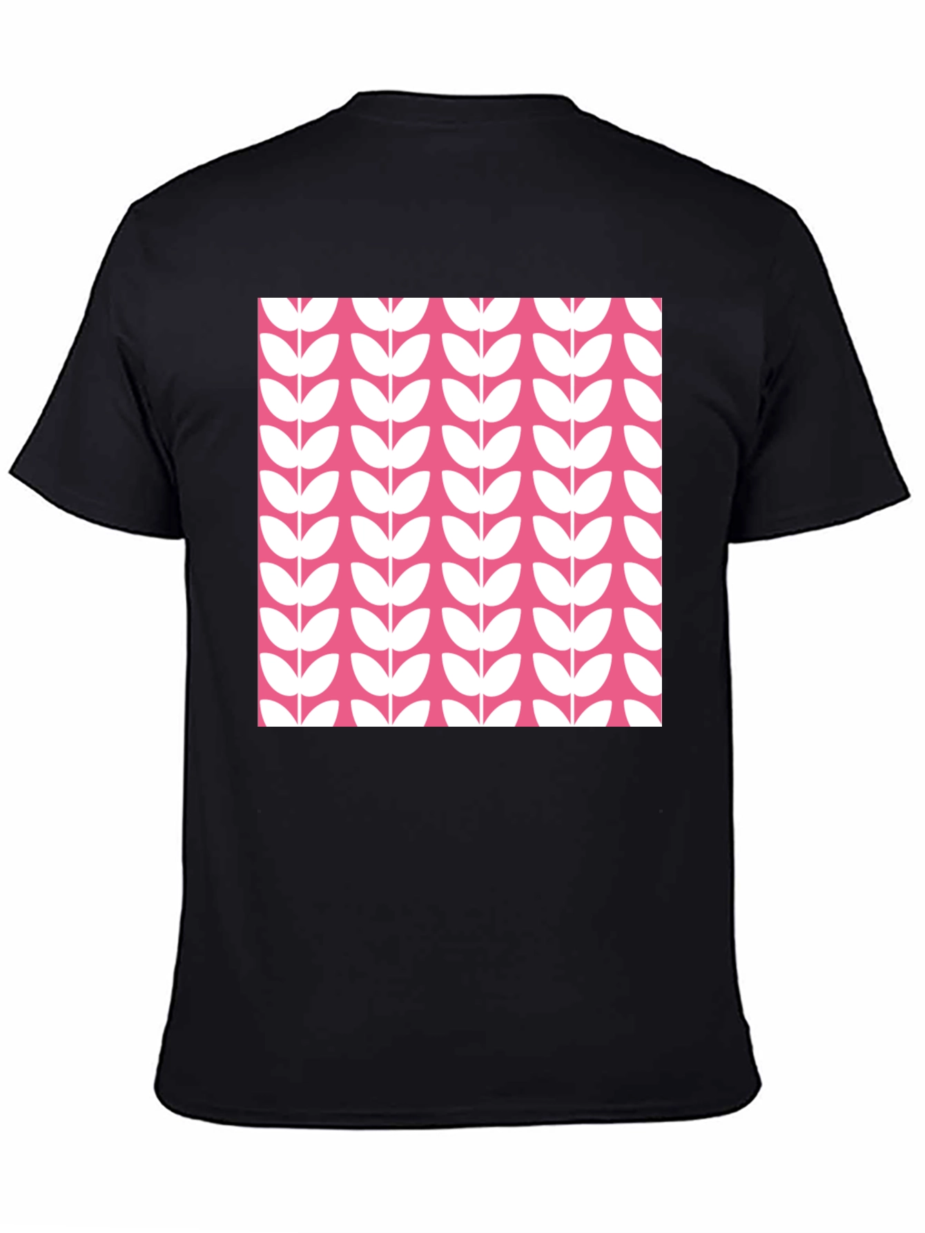 Modern Floral Print Black T-Shirt