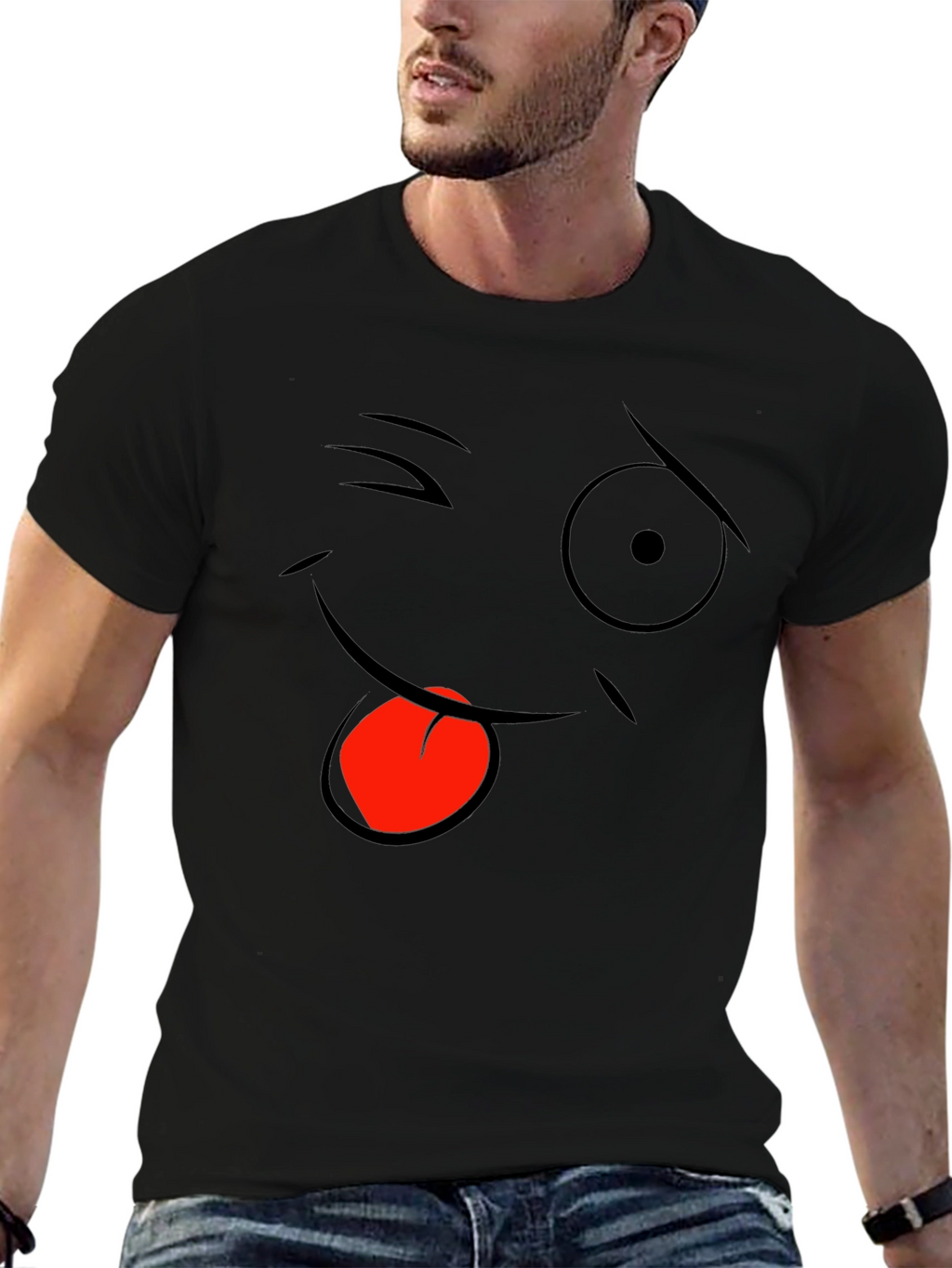 Funny Face Graphic Black T-Shirt