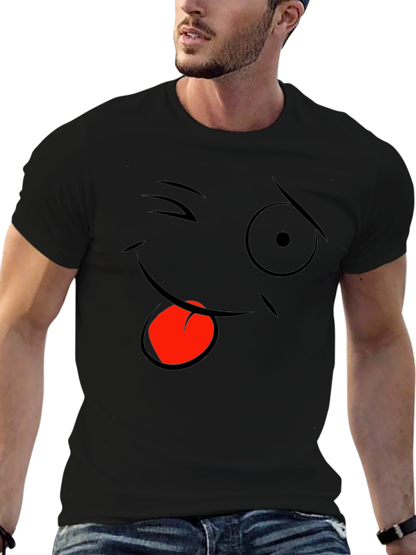 Funny Face Graphic Black T-Shirt