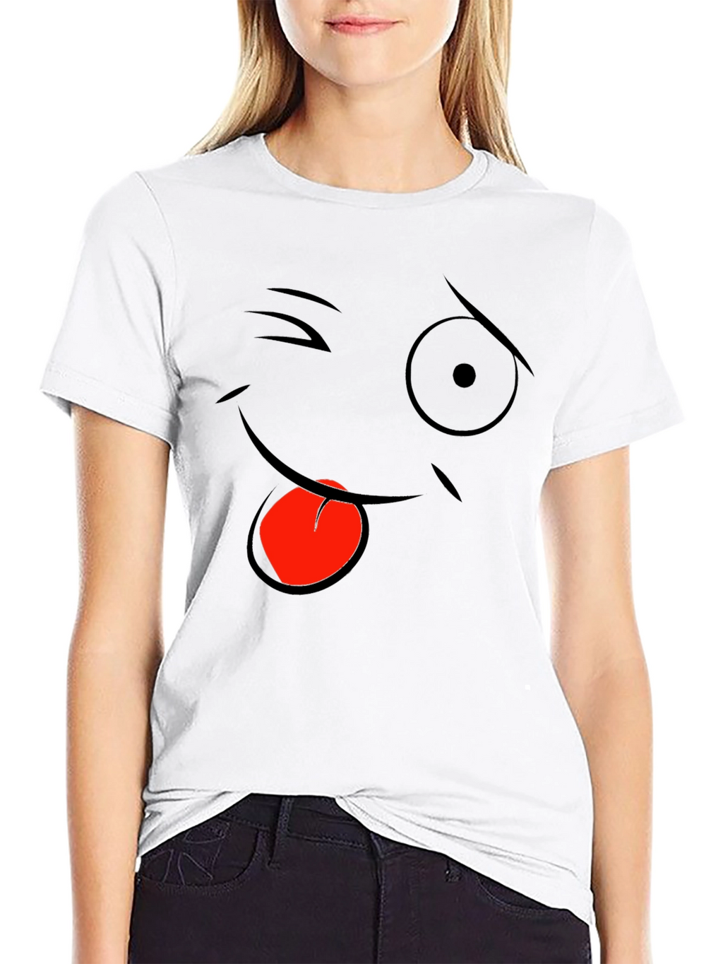 Funny Face Graphic Black T-Shirt