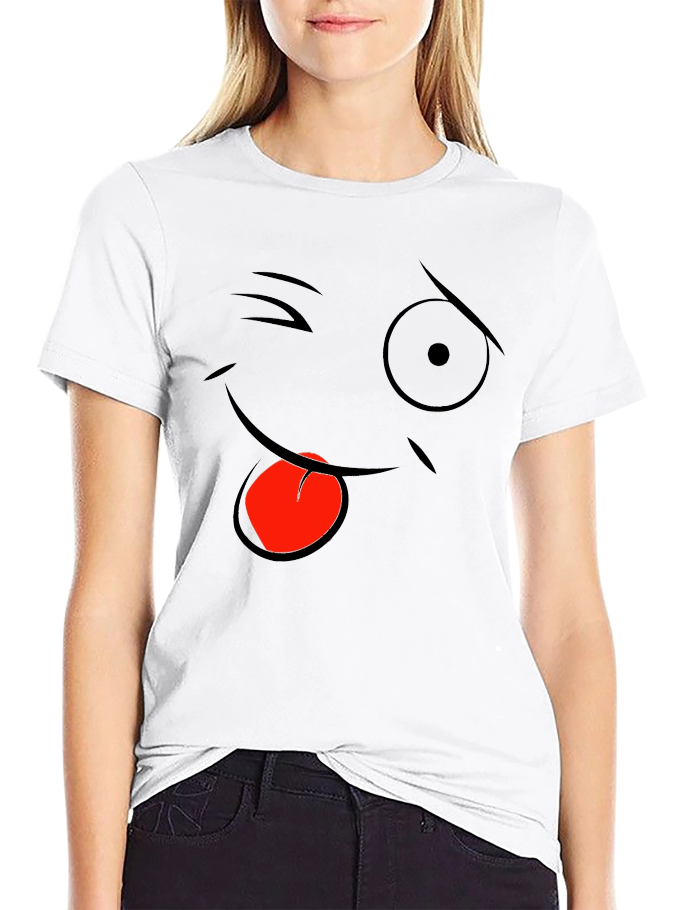 Funny Face Graphic Black T-Shirt