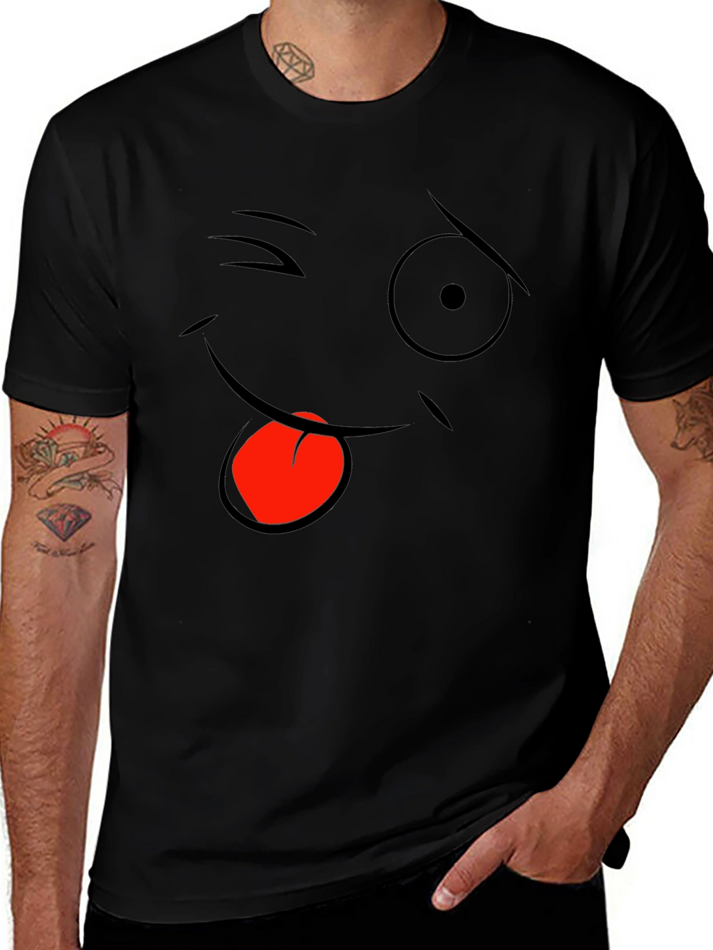 Funny Face Graphic Black T-Shirt