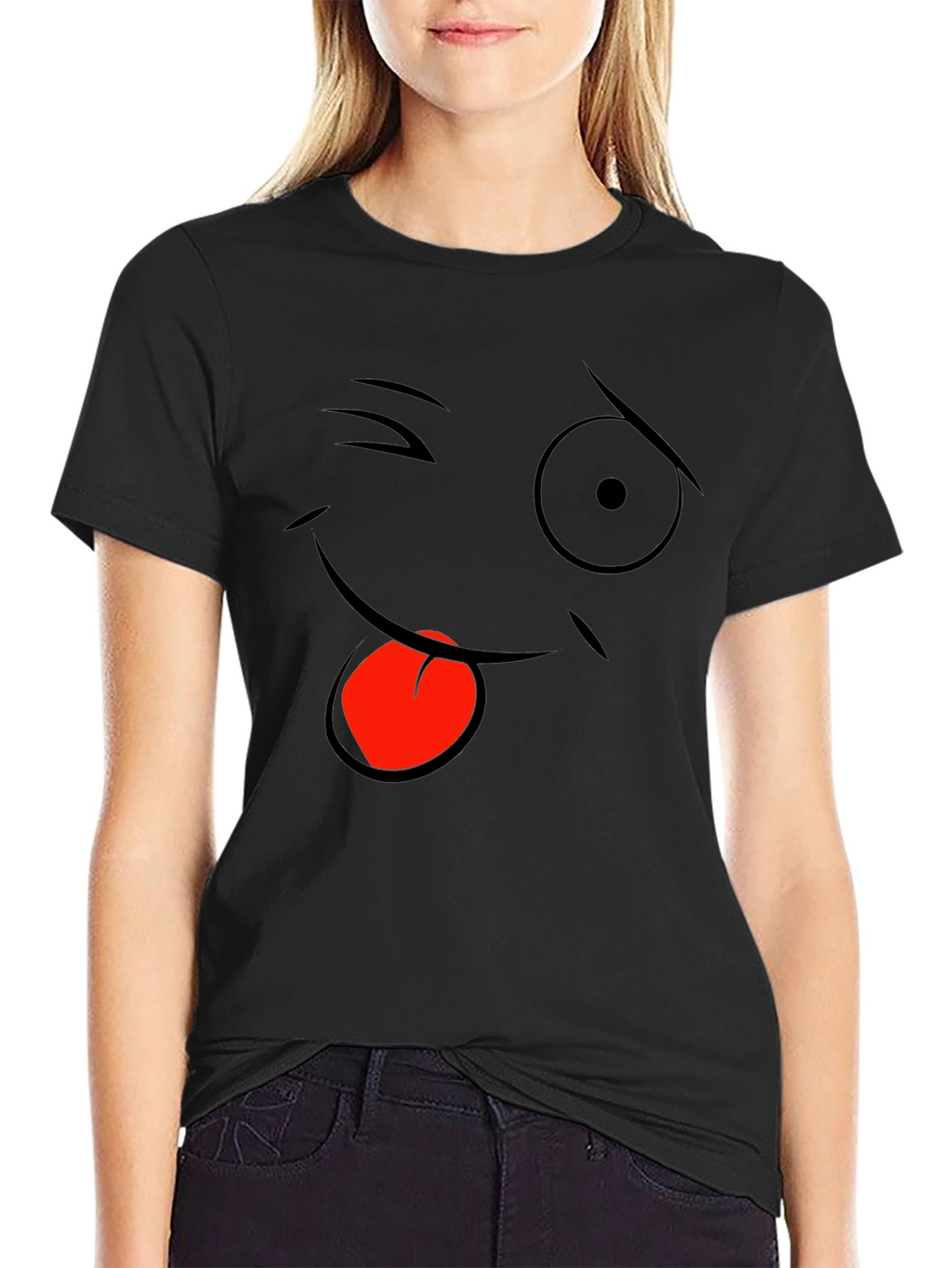 Funny Face Graphic Black T-Shirt