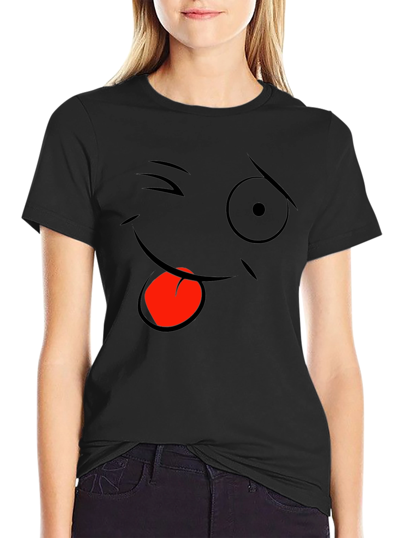 Funny Face Graphic Black T-Shirt