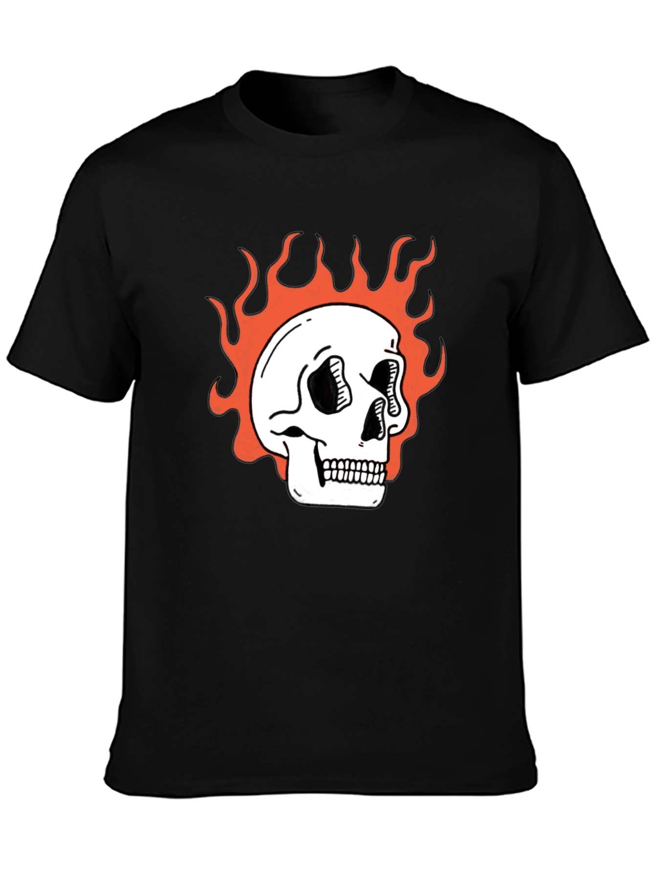 Flaming Skull Graphic Tee - Classic Black T-Shirt