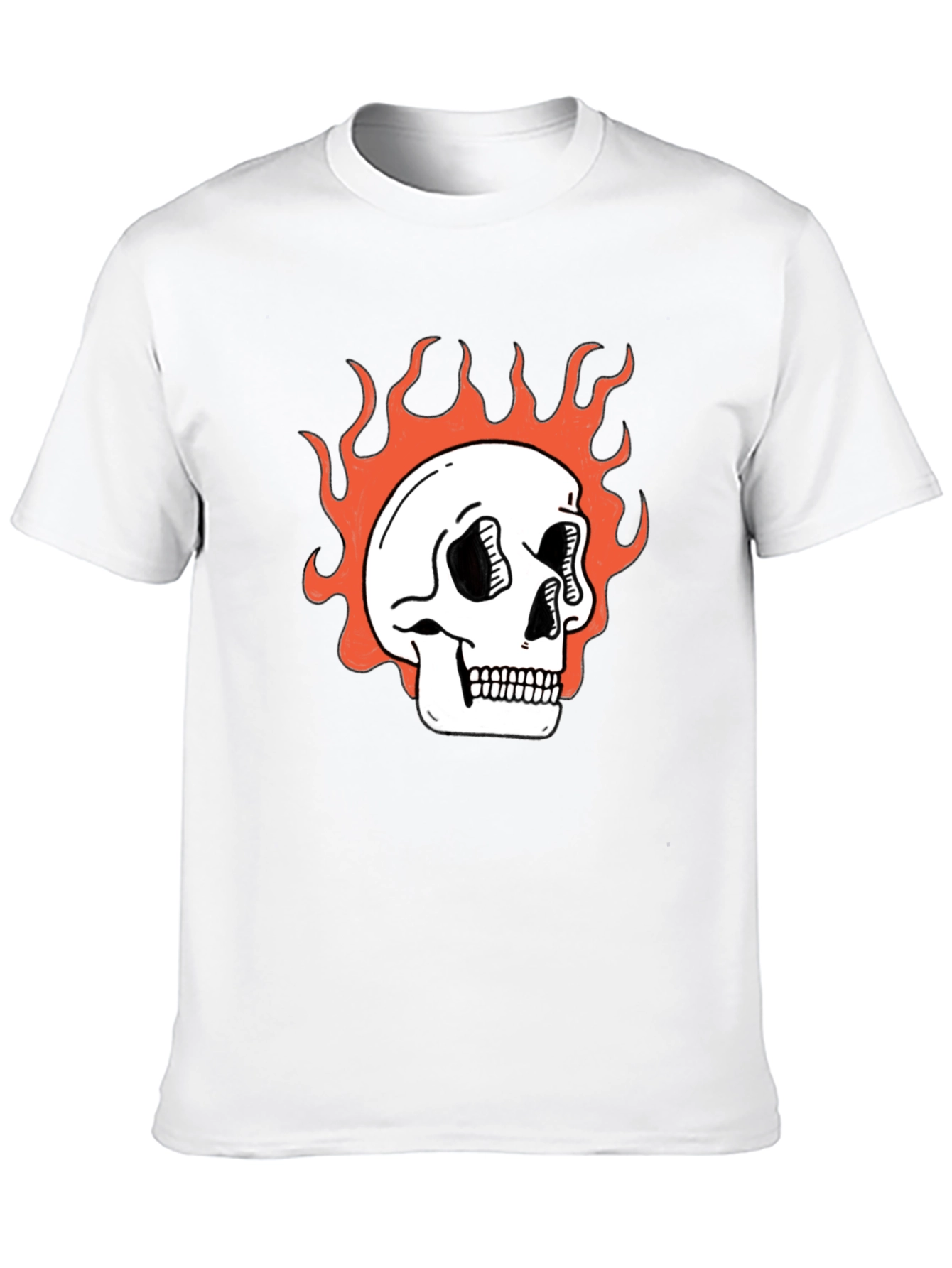 Flaming Skull Graphic Tee - Classic Black T-Shirt