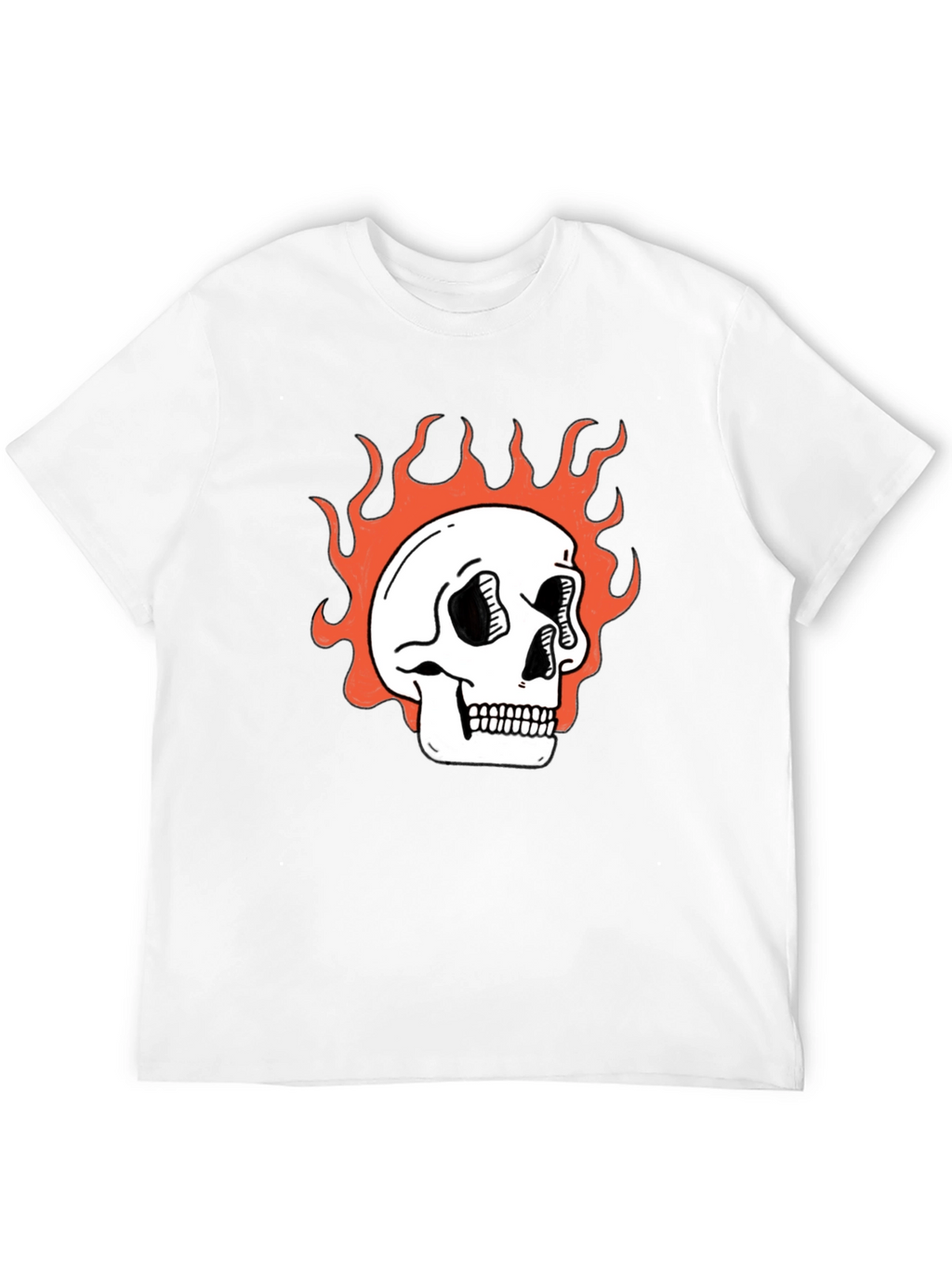 Flaming Skull Graphic Tee - Classic Black T-Shirt