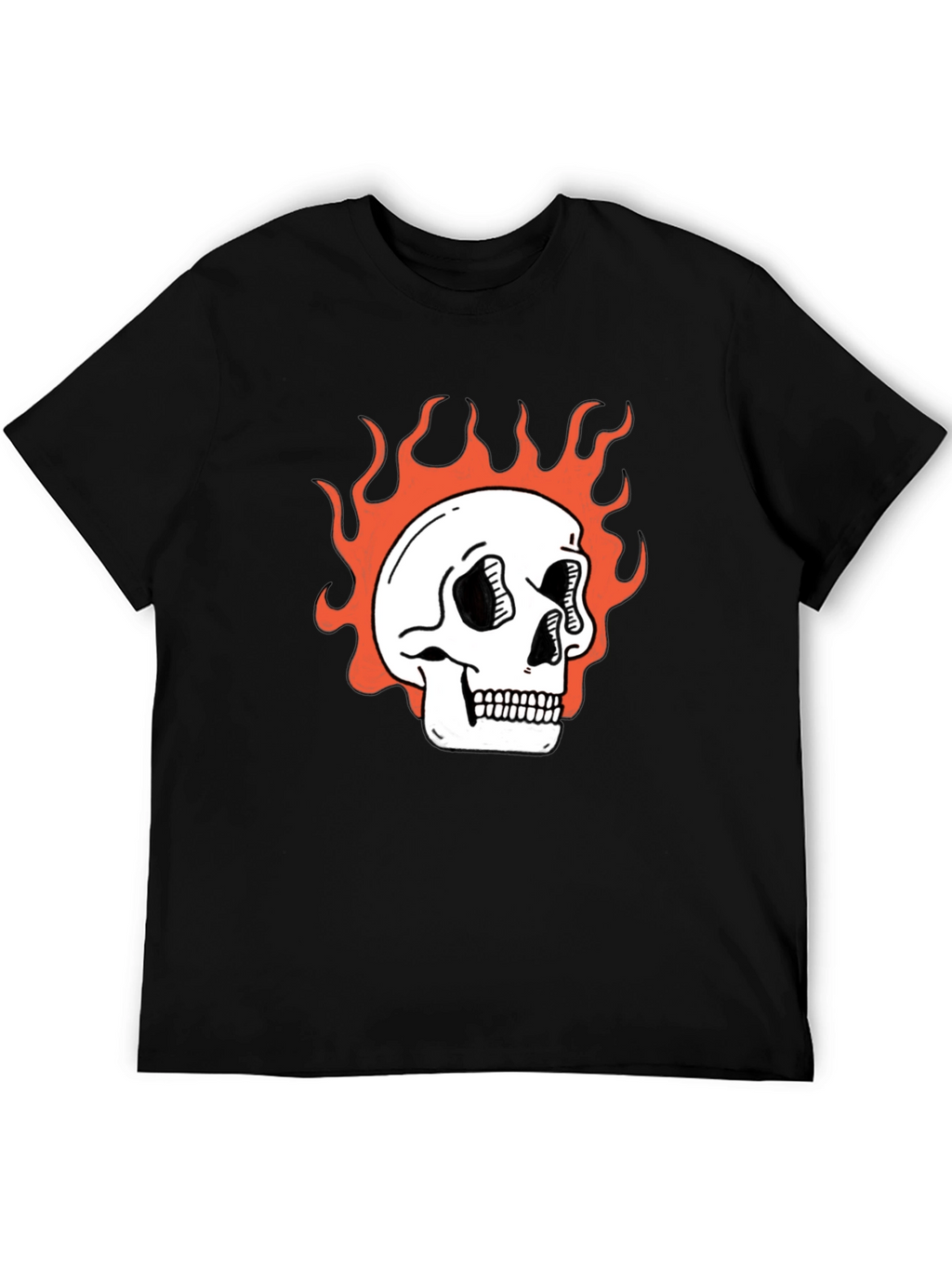 Flaming Skull Graphic Tee - Classic Black T-Shirt