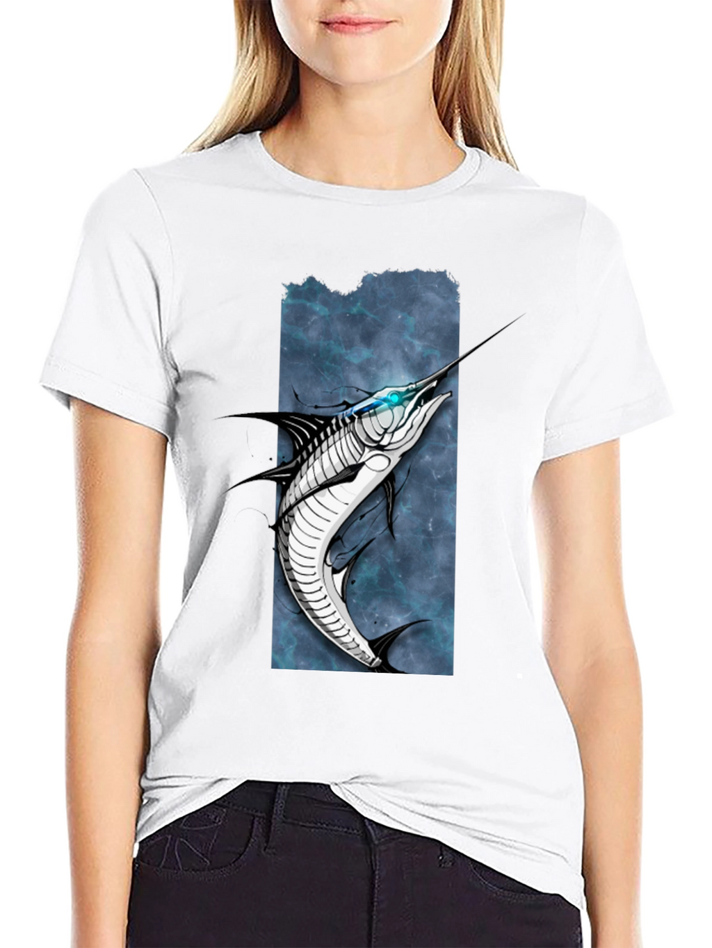 Marlin Graphic Tee - Black Cotton T-Shirt