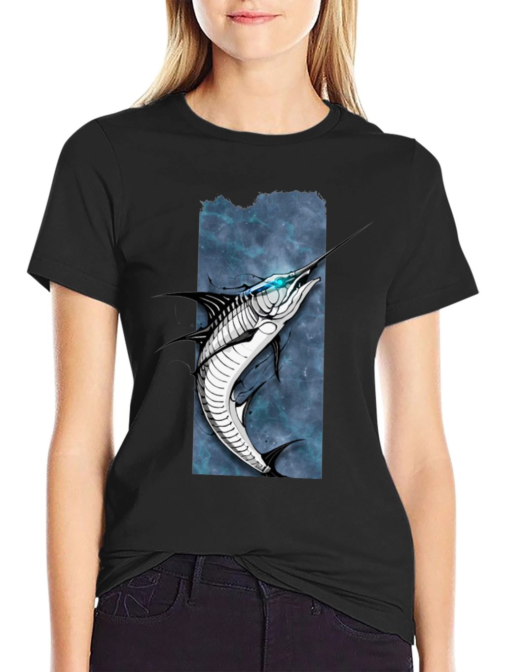 Marlin Graphic Tee - Black Cotton T-Shirt