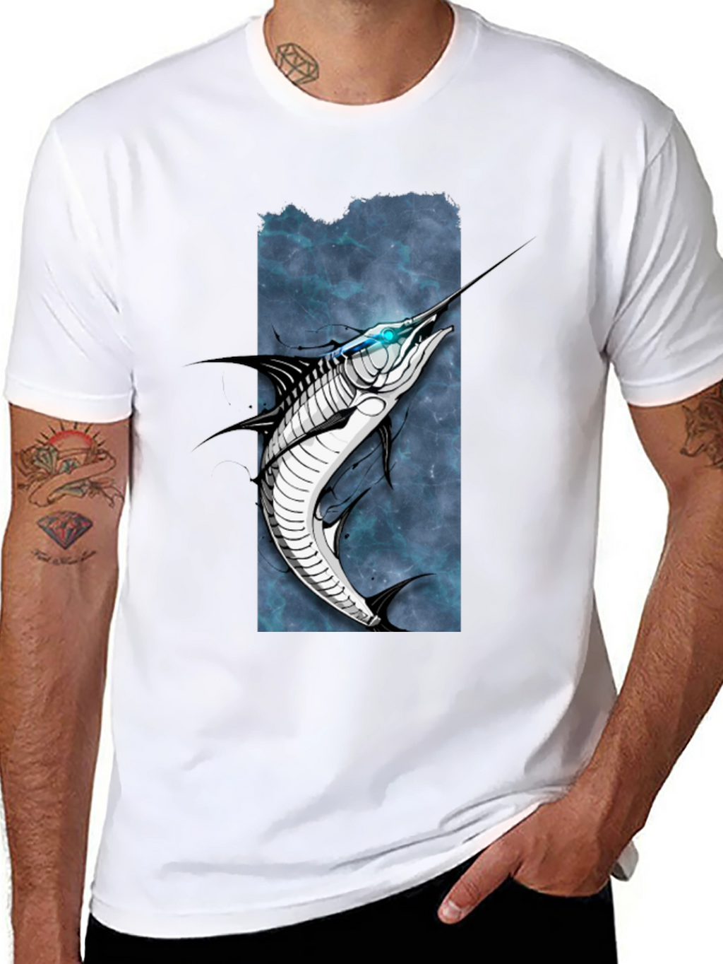 Marlin Graphic Tee - Black Cotton T-Shirt