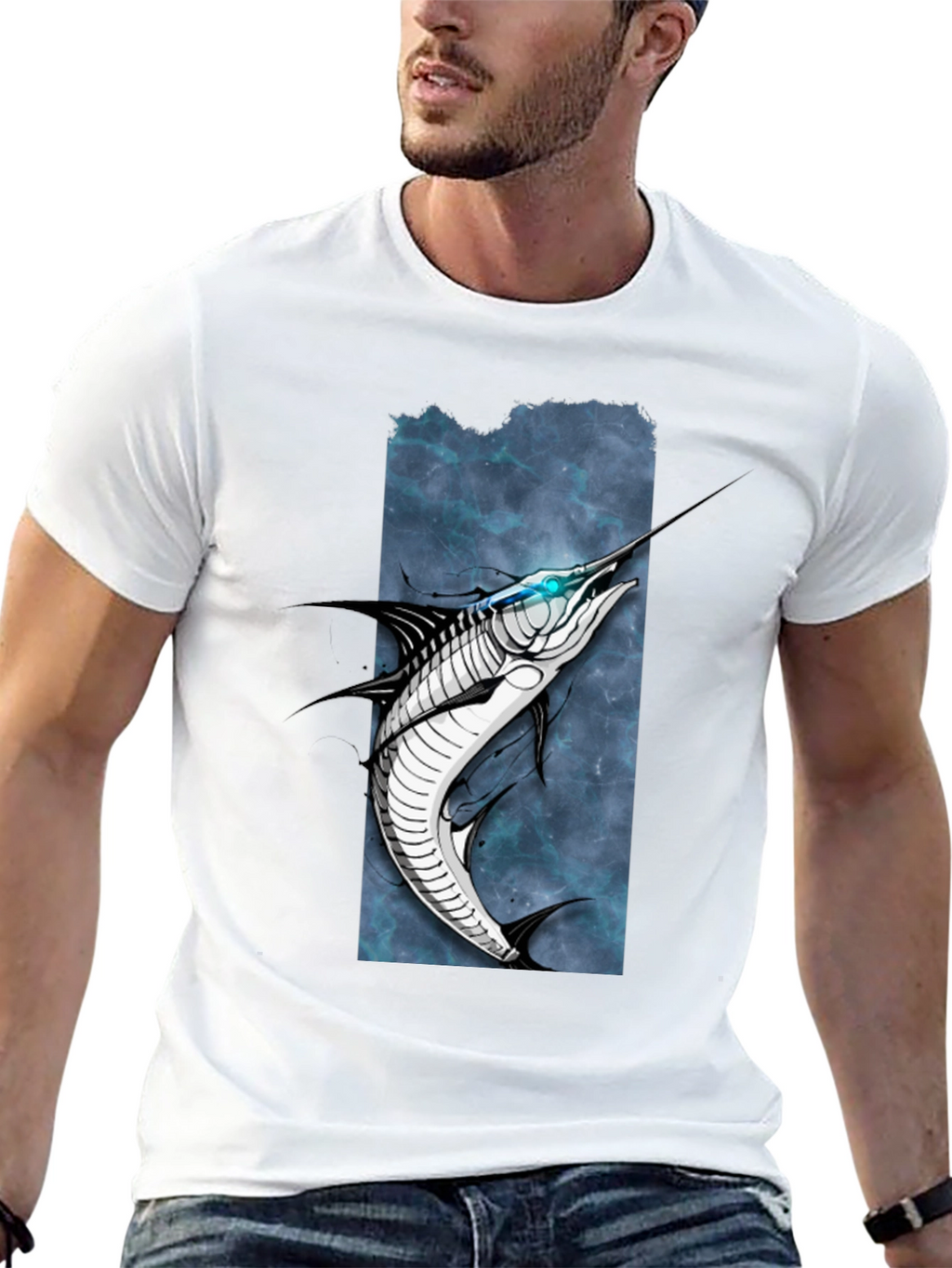 Marlin Graphic Tee - Black Cotton T-Shirt