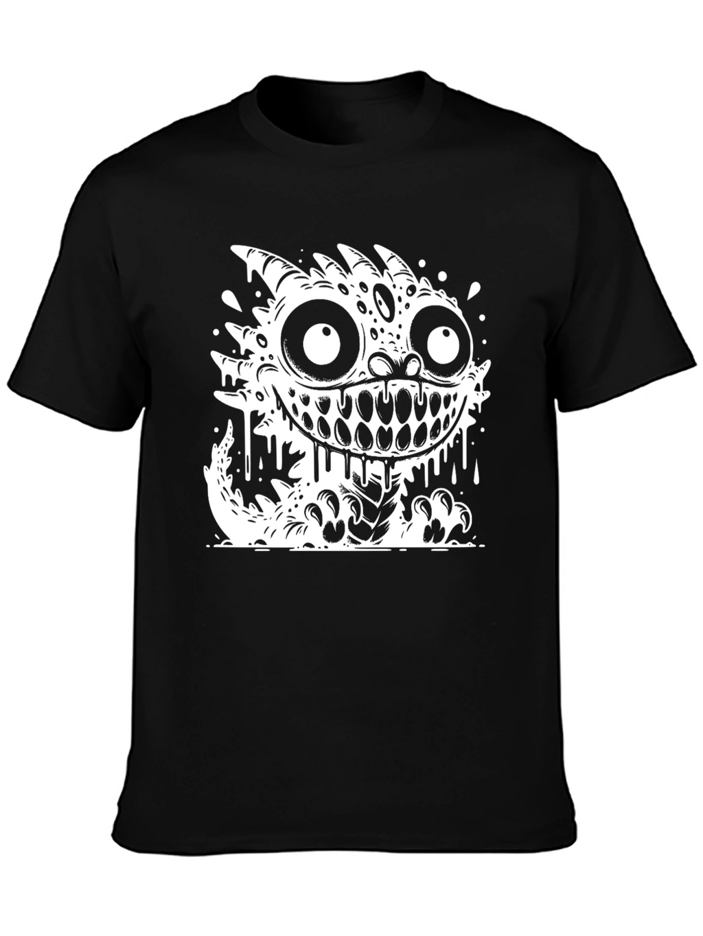 Monster Graphic Tee - Black Cotton Blend T-Shirt