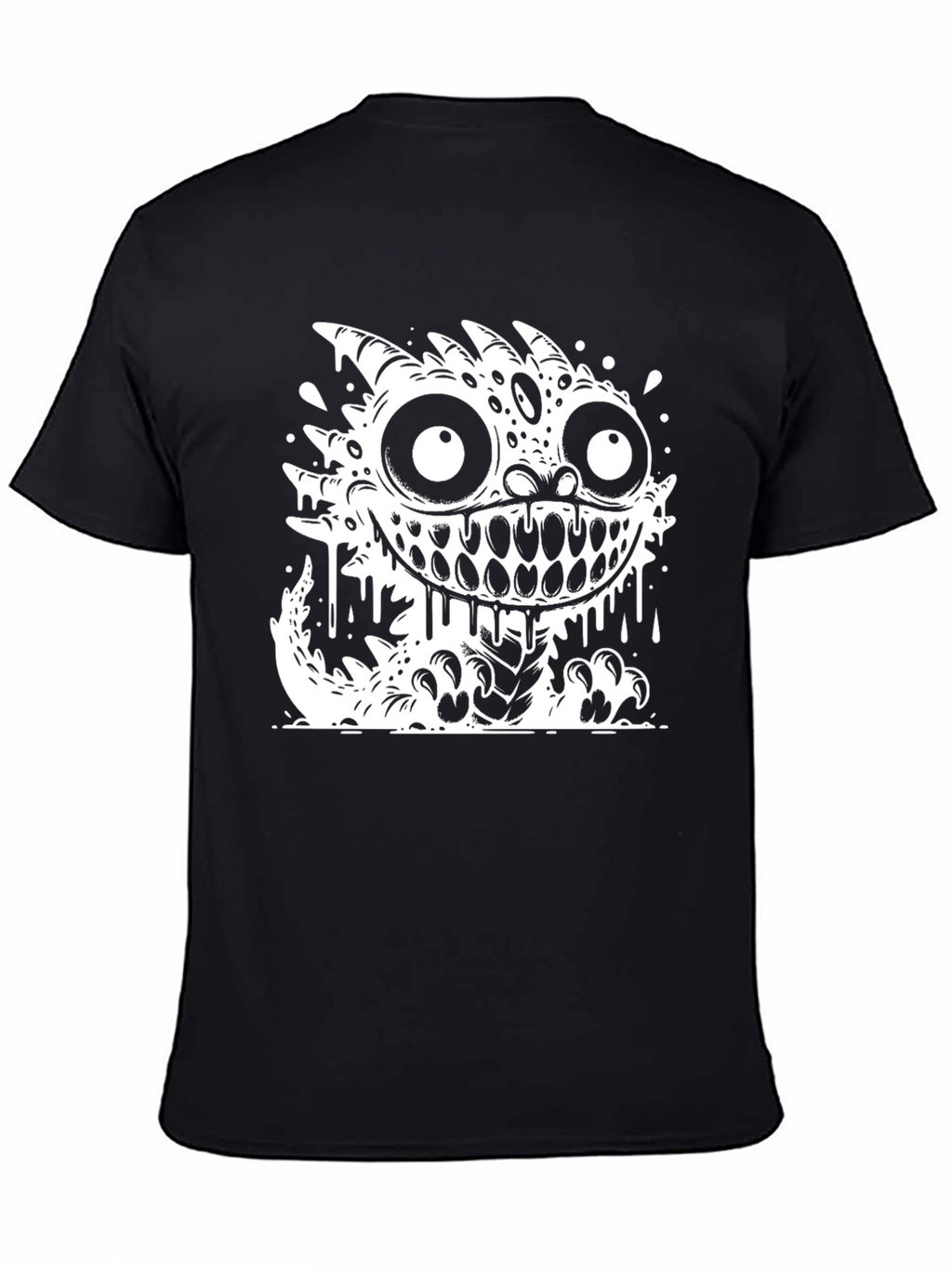 Monster Graphic Tee - Black Cotton Blend T-Shirt