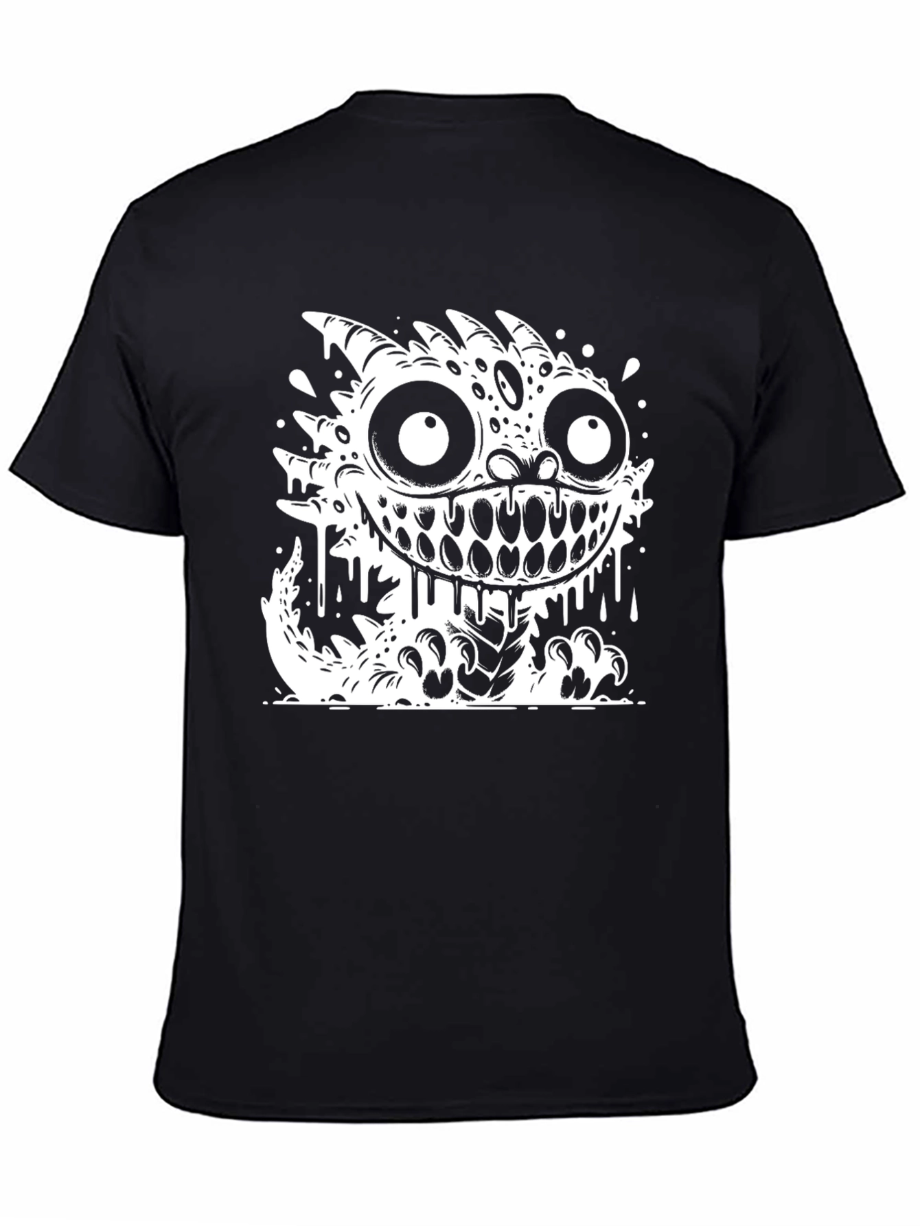 Monster Graphic Tee - Black Cotton Blend T-Shirt