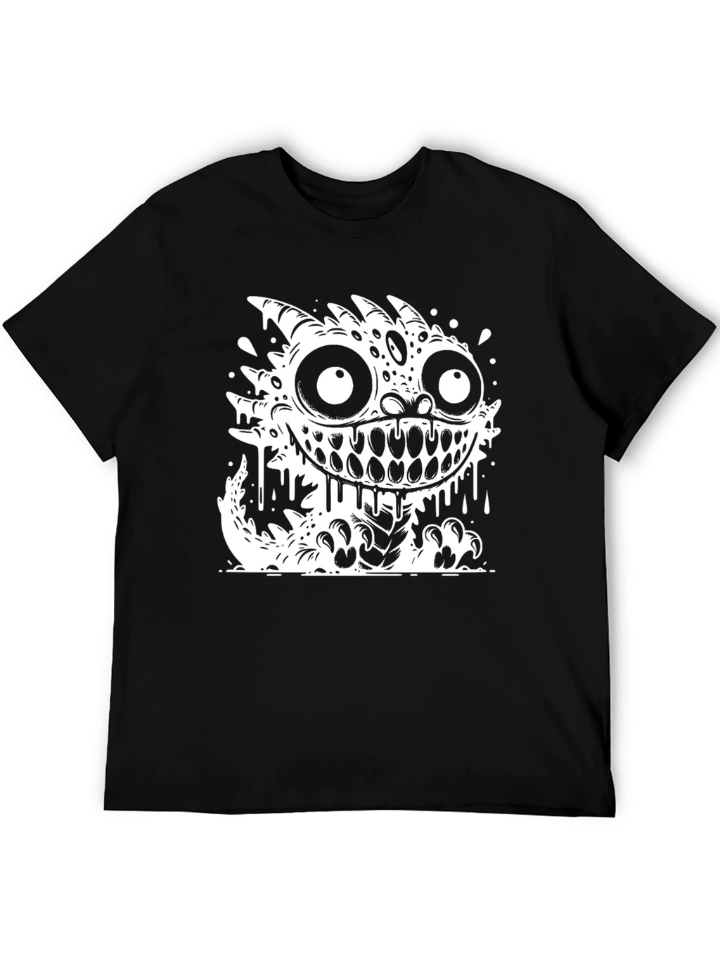 Monster Graphic Tee - Black Cotton Blend T-Shirt