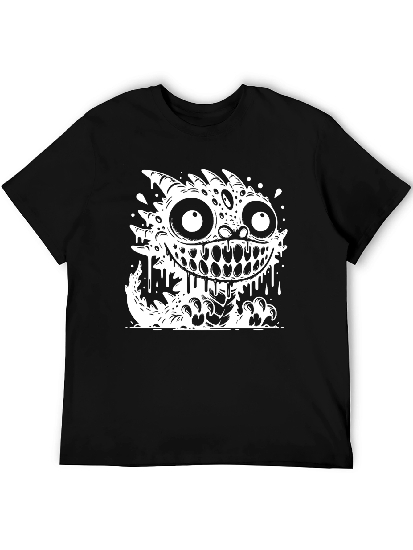 Monster Graphic Tee - Black Cotton Blend T-Shirt