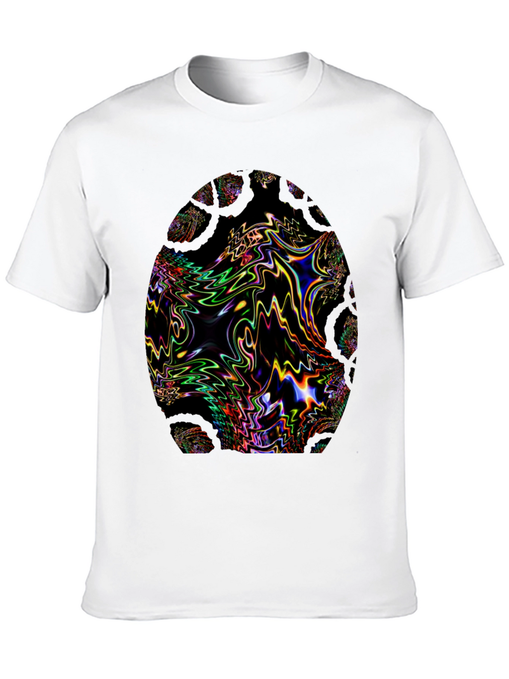 Psychedelic Fractal Egg Graphic Black T-Shirt