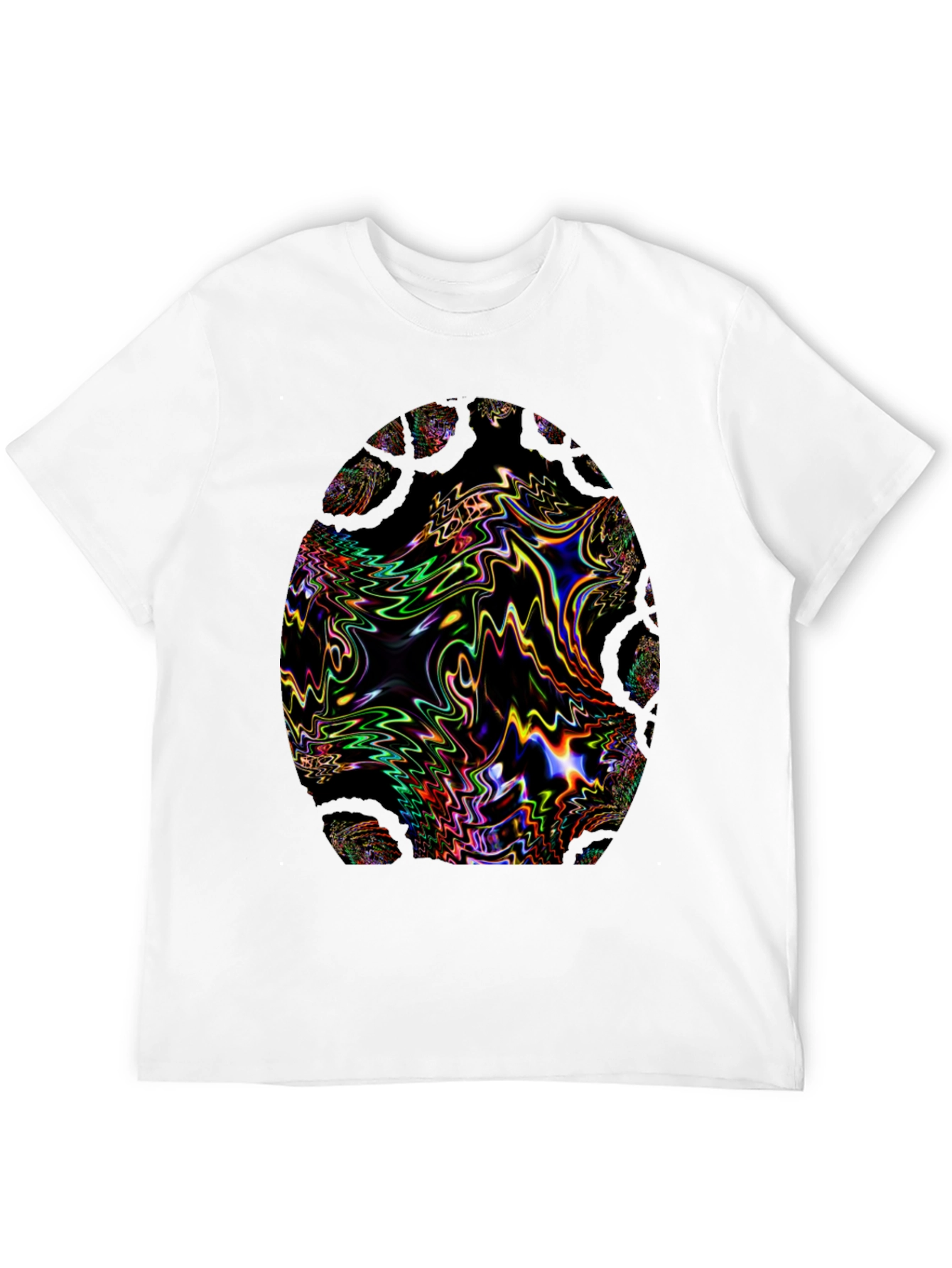 Psychedelic Fractal Egg Graphic Black T-Shirt