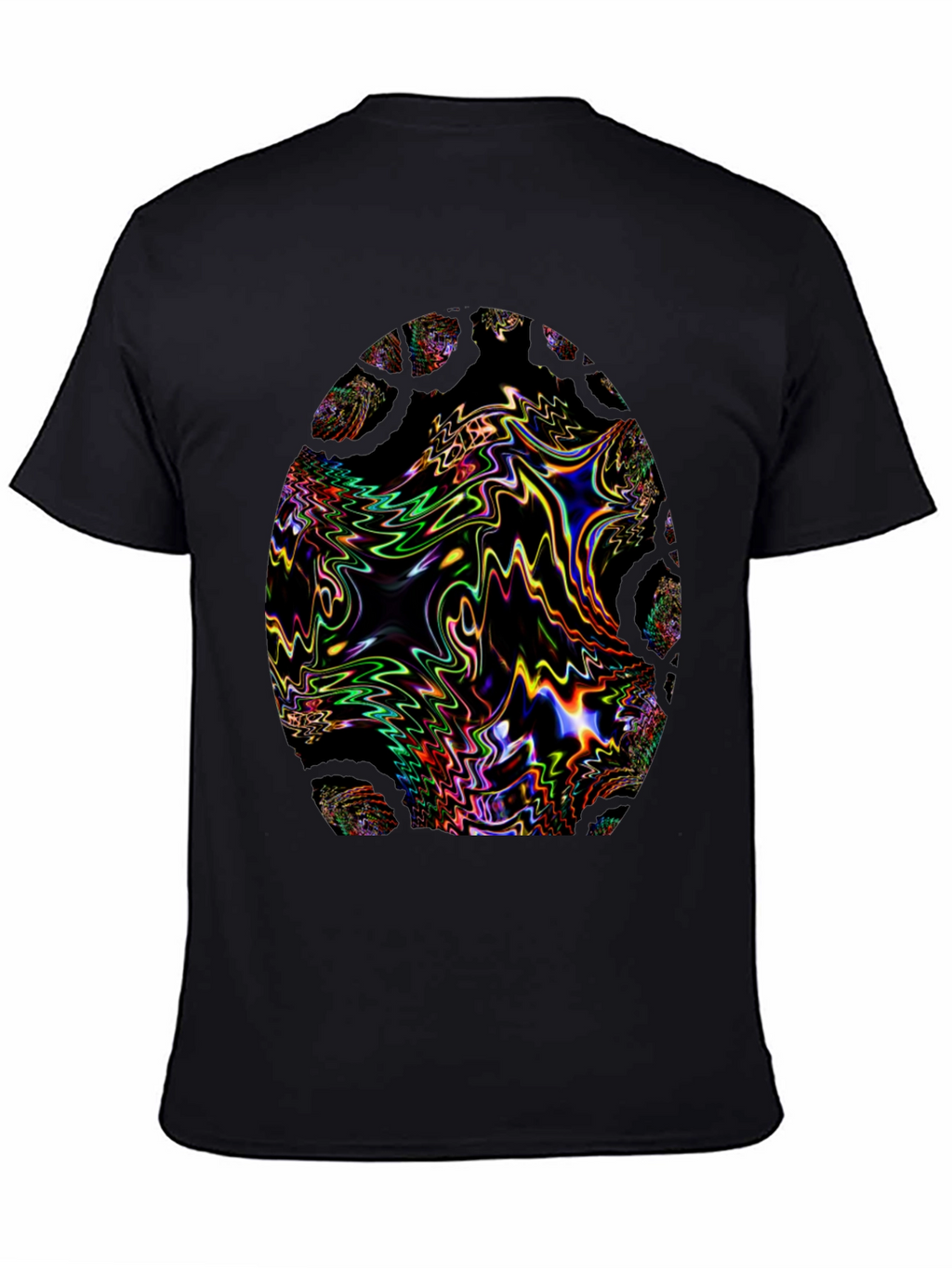Psychedelic Fractal Egg Graphic Black T-Shirt