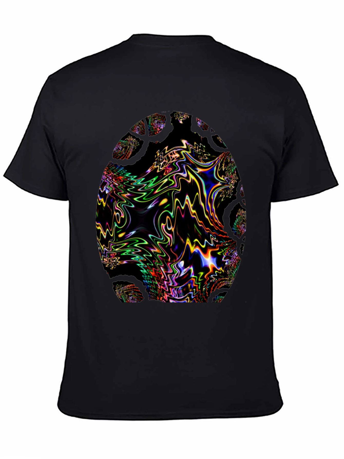 Psychedelic Fractal Egg Graphic Black T-Shirt